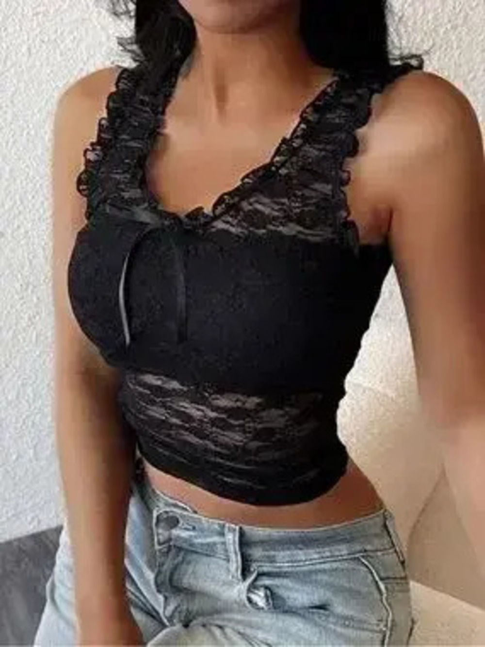 Lace Wide Strap Tank - Picture 3 of 8